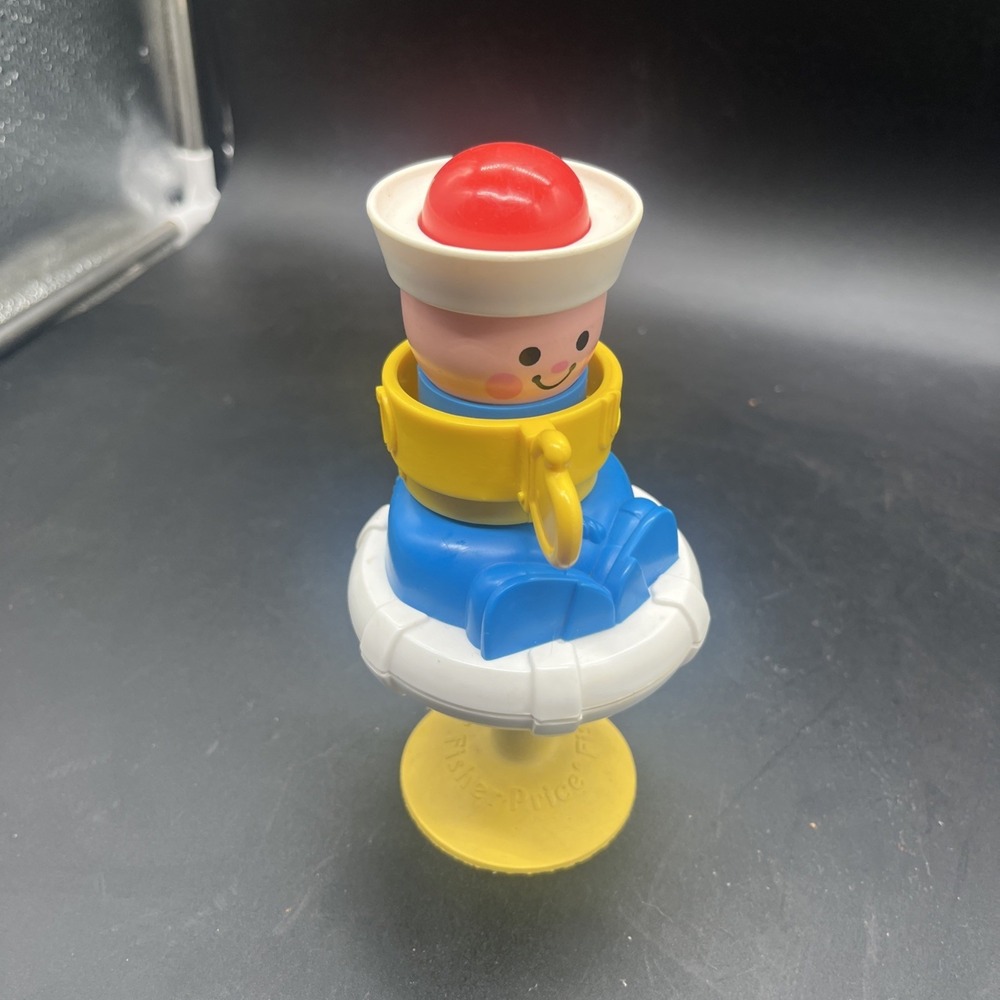 Fisher Price Sailor Baby Rattle Suction High Chair Squeak Toy Vintage 1984 - Picture 16 of 16